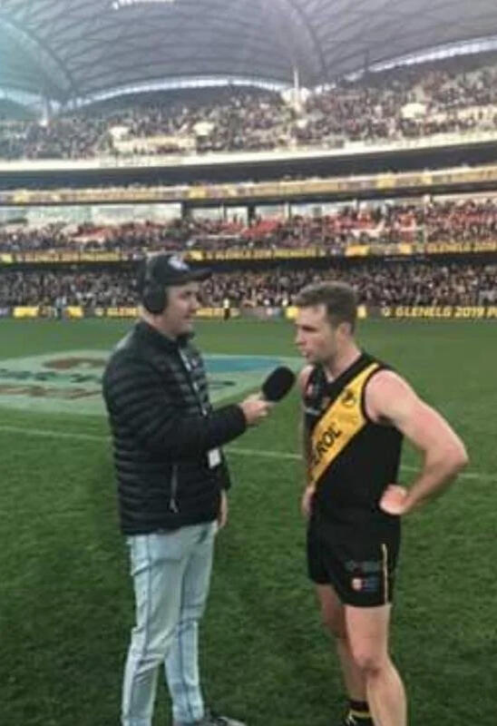 SANFL player interviewing SANFL player interviewing